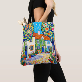 Vacker fantasifull by-totebag tygkasse