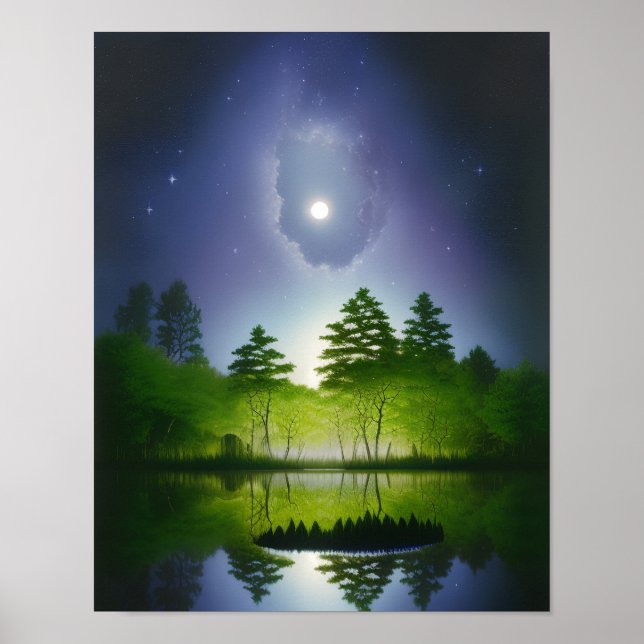 Vacker fantasilandskap, realistisk och naturlig poster (Framsidan)