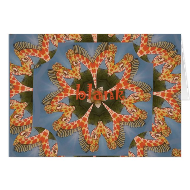 Vacker fantastisk African colorful Giraffe blank Hälsningskort (Framsidan Horizontal)