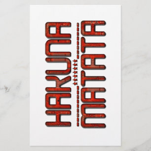 Vacker Fantastisk Embossed Red Hakuna Matata Text Brevpapper