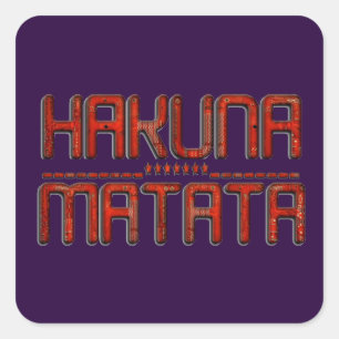 Vacker Fantastisk Embossed Red Hakuna Matata Text Fyrkantigt Klistermärke