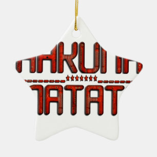 Vacker Fantastisk Embossed Red Hakuna Matata Text Julgransprydnad Keramik