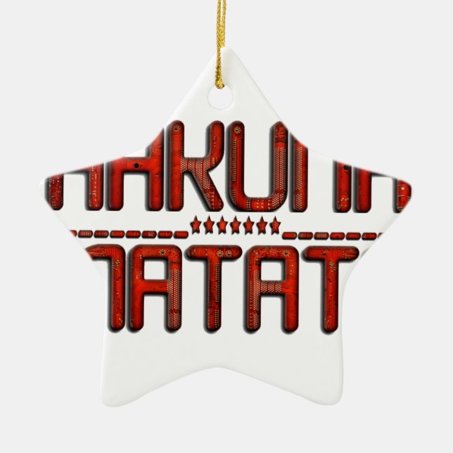 Vacker Fantastisk Embossed Red Hakuna Matata Text Julgransprydnad Keramik (Framsidan)