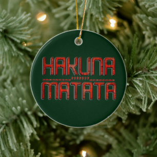 Vacker Fantastisk Embossed Red Hakuna Matata Text Julgransprydnad Keramik