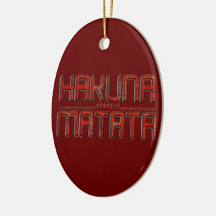 Vacker Fantastisk Embossed Red Hakuna Matata Text Julgransprydnad Keramik
