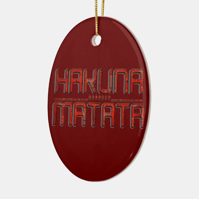Vacker Fantastisk Embossed Red Hakuna Matata Text Julgransprydnad Keramik (Vänster)