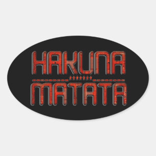 Vacker Fantastisk Embossed Red Hakuna Matata Text Ovalt Klistermärke