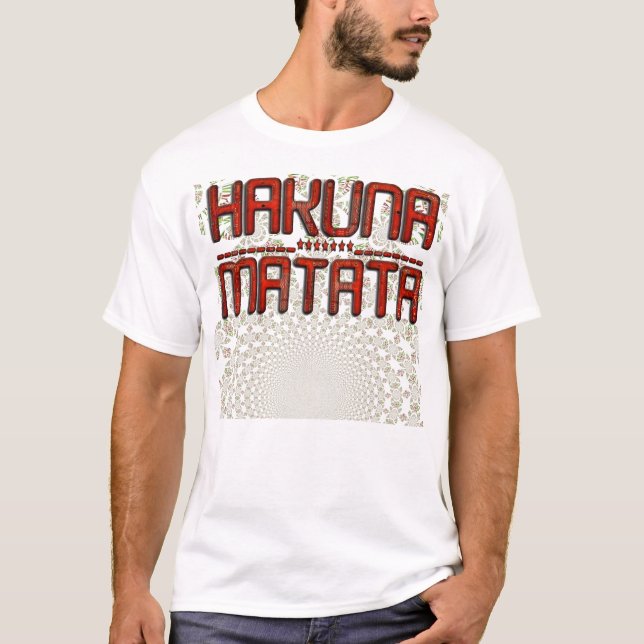 Vacker Fantastisk Embossed Red Hakuna Matata Text T Shirt (Framsida)