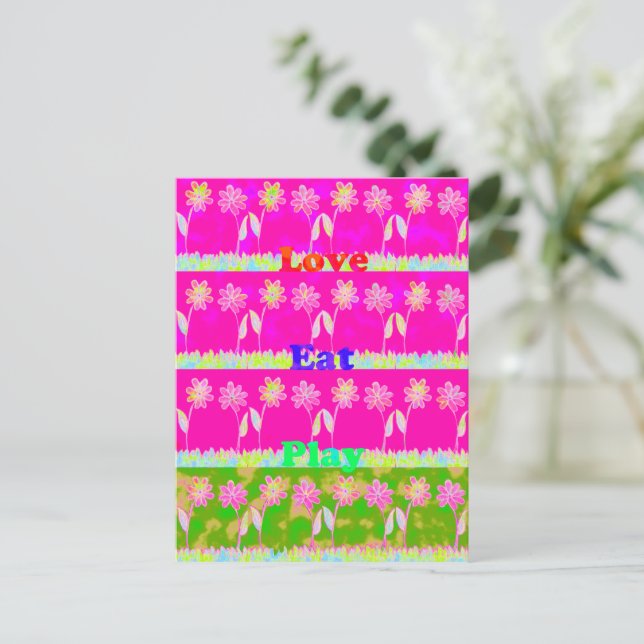 Vacker fantastisk färgrik Flora text citat design Meddelande Vykort (Stående Fram)