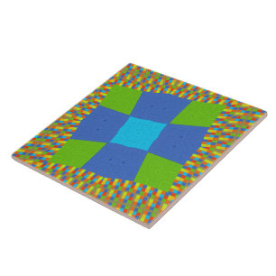 Vacker Fantastisk Grön Blå Cyan Konsttryck Design Kakelplatta