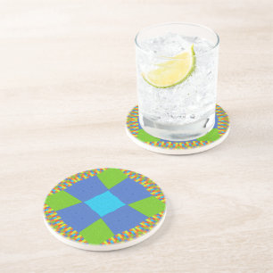 Vacker Fantastisk Grön Blå Cyan Konsttryck Design Underlägg