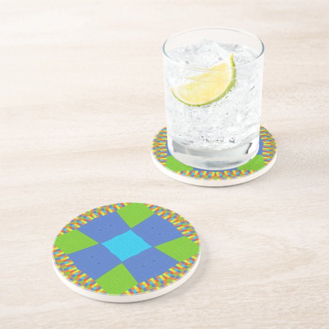 Vacker Fantastisk Grön Blå Cyan Konsttryck Design Underlägg (Sidan)