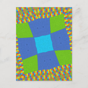 Vacker Fantastisk Grön Blå Cyan Konsttryck Design Vykort