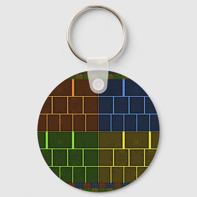 Vacker fantastisk regnbågsfärg geometrisk design nyckelring (Framsida)