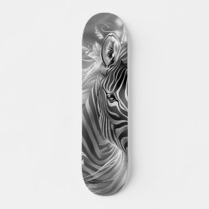 Vacker Fantasy Grå Skala Zebra Mini Skateboard Bräda 18,5 Cm