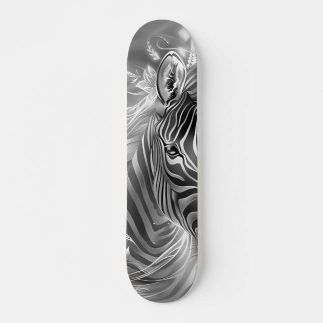 Vacker Fantasy Grå Skala Zebra Mini Skateboard Bräda 18,5 Cm (Framsida)