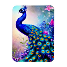 Vacker Fantasy Peacock Magnet