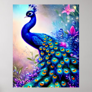 Vacker Fantasy Peacock Poster