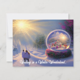 Vacker Fantasy Snöglob Platt Högtidskort Julkort