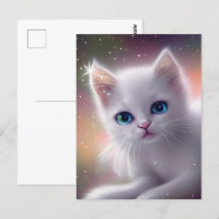 Vacker Fantasy Vit Fluffig Katt 