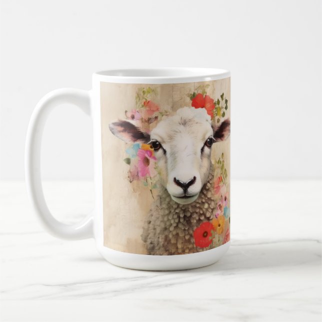 Vacker fårblomma kaffemugg (Vänster)