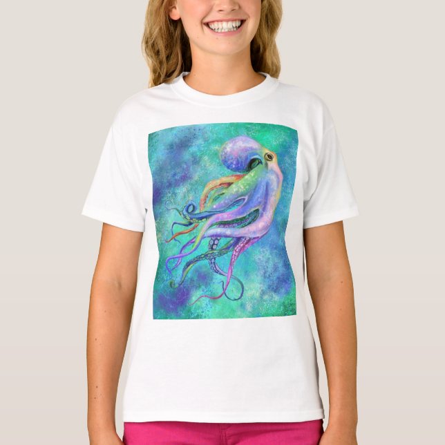 Vacker Färg Octopus - Migned Teckning  T Shirt (Framsida)