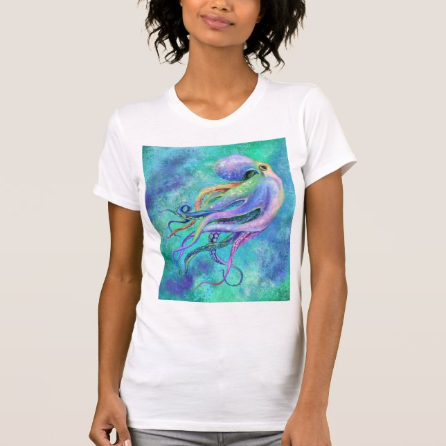 Vacker Färg Octopus T-Shirt (Framsida)