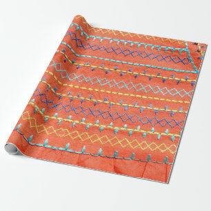 Vacker, färglös, broderad, hippie stil paj presentpapper