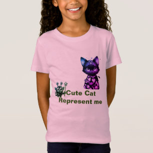 Vacker, färglös katt med hennes lilla vän t shirt
