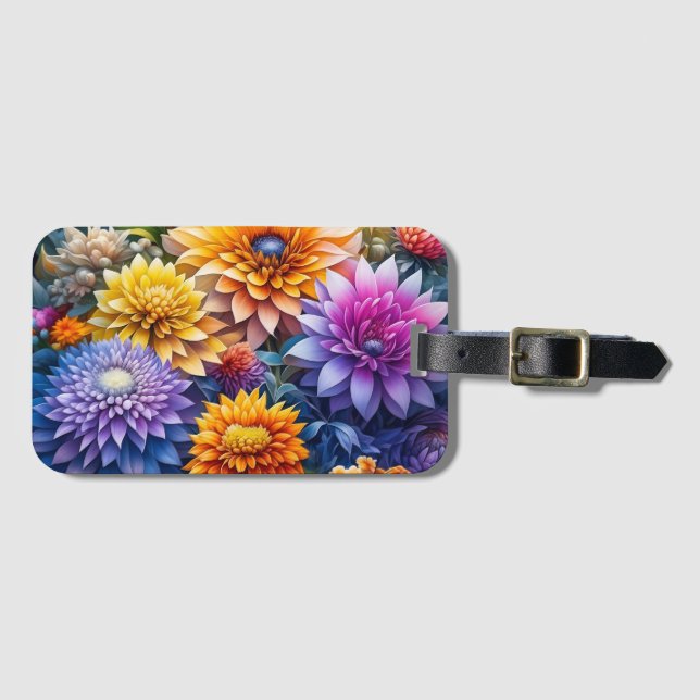 Vacker färgrik AI-konst blommor Personlig Bagagebricka (Framsida horisontal)