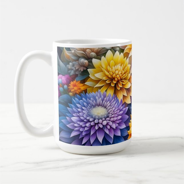 Vacker färgrik AI-konst blommor Personlig Kaffemugg (Vänster)