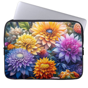 Vacker färgrik AI-konst blommor Personlig Laptop Fodral