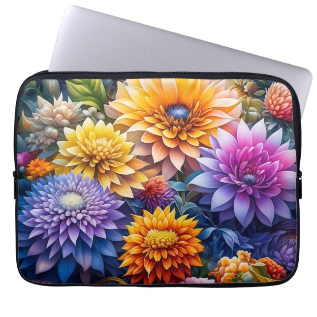 Vacker färgrik AI-konst blommor Personlig Laptop Fodral (Framsidan)