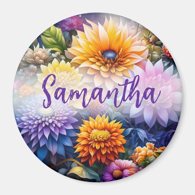 Vacker färgrik AI-konst blommor Personlig Magnet (Framsidan)