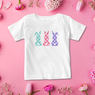 Vacker Färgrik Blombunny Blommig Påskhare T Shirt