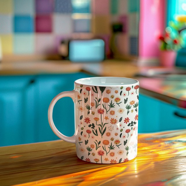 Vacker färgrik blommig mönster  kaffemugg (Skapare uppladdad)