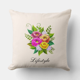 Vacker färgrik blomsterbukett kudde