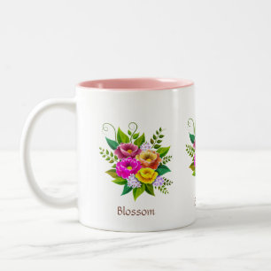 Vacker färgrik blomsterbukett Två-Tonad mugg