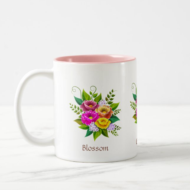 Vacker färgrik blomsterbukett Två-Tonad mugg (Vänster)
