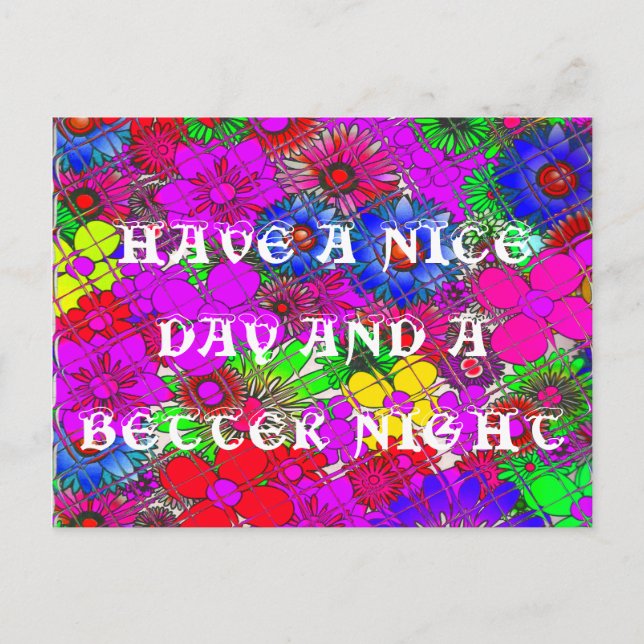 Vacker Färgrik Fantastisk Blommig Mönsterdesign Vykort (Framsida)