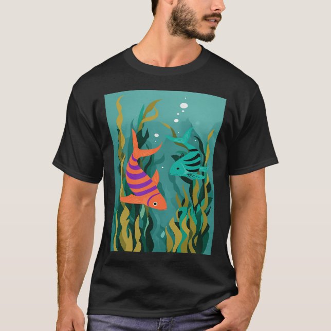 Vacker färgrik fisk t shirt (Framsida)