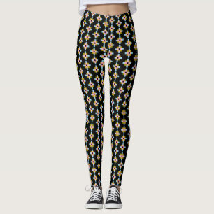 Vacker Färgrik Kors Geometrisk Mönster Leggings
