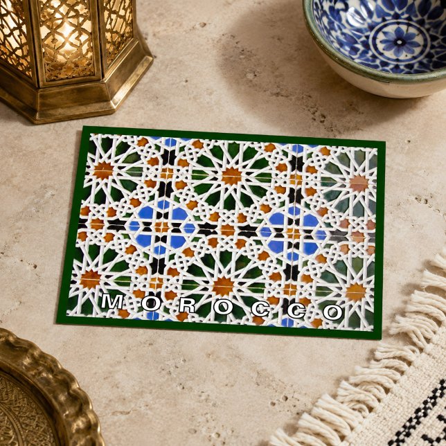 Vacker Färgrik Marockansk Zellij-platta Vykort (Morocco's postcard. )