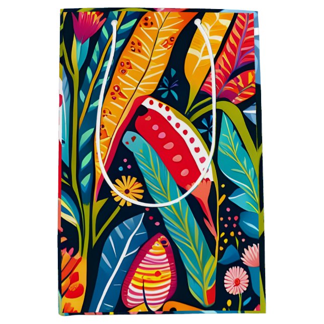 Vacker, färgrik Otomi blomsterkonst mönster. (Framsidan)