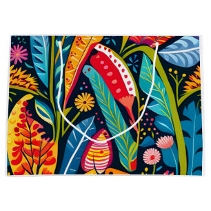 Vacker, färgrik Otomi blomsterkonst mönster.