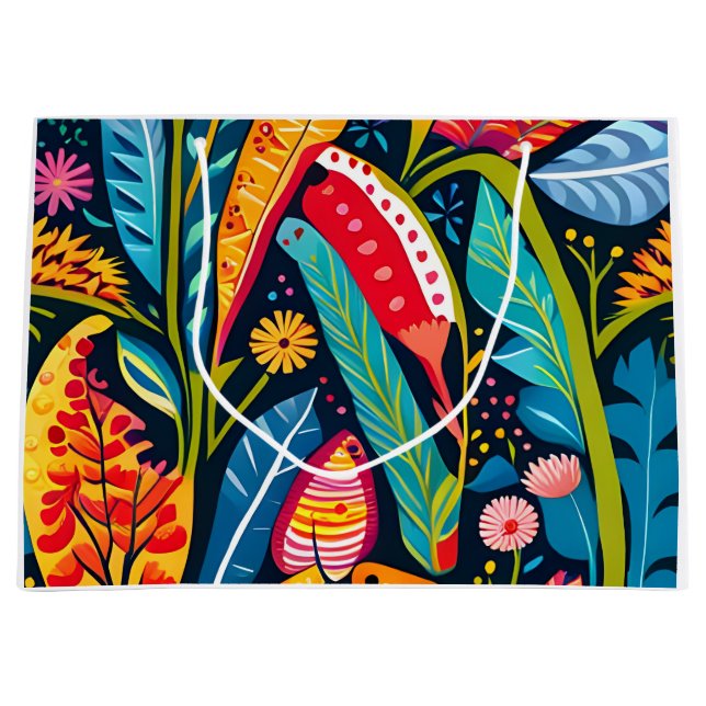Vacker, färgrik Otomi blomsterkonst mönster. (Framsidan)