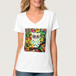Vacker Färgrik Ugglekonst T Shirt