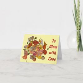 vacker färgrik vallmovattenfärg på gul bakgrund  kort