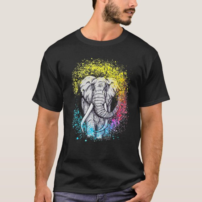 Vacker färgstark Elephant T För manar Women Animal T Shirt (Framsida)