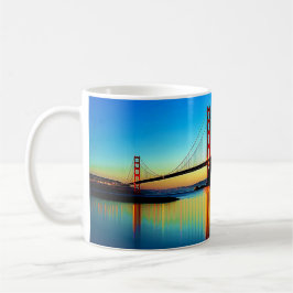 Vacker färgstark solnedgång vid Golden Grind Bridg Kaffemugg